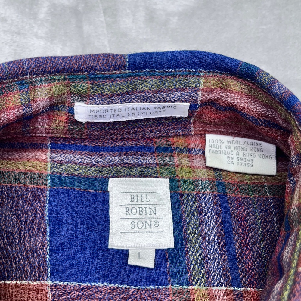 VTG Bill Robinson Wool Blend Plaid Flannel Shirt Long Sleeve Button Up Menswear - Picture 4 of 7